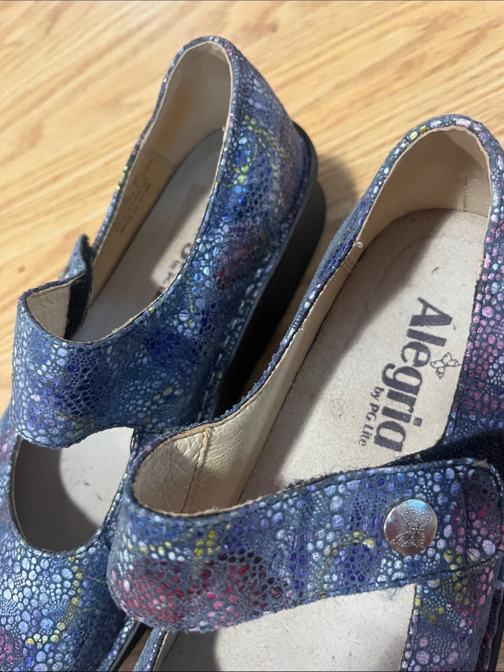 Alegria paloma Mary Jane Shoes in Blue-Purple Multicolor Bubble Print size 37 - Picture 2 of 5